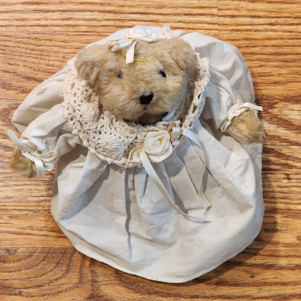 Plush Angel Teddy Bear with Lacy Collar Dress